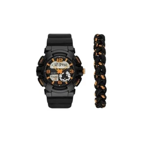 NUEVO Juego de Reloj y Pulsera George para Hombre Naranja/Negro Resistente al Agua Movimiento Japón - Imagen 1 de 4