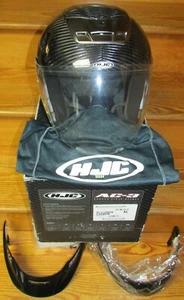 HJC AC-3 Carbon Black 07-HH-PI-22 XL MOTORCYLE HELMET w/ Box, Visor, Flip Shield - Picture 1 of 15