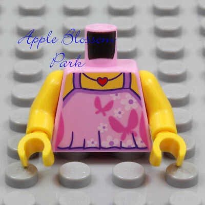 NUEVO Lego Mujer TORSO MINIFIGURA ROSA - Camisa sin mangas halter niña mariposa con corazón Foto 1 de 4