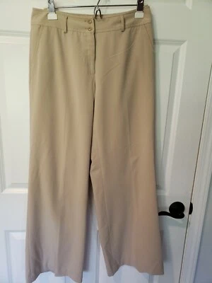 💜CASUAL CORNER Mujer Beige Vestido/Carrera Cintura Alta Pierna Ancha Pantalones Talla 6 Foto 1 de 2