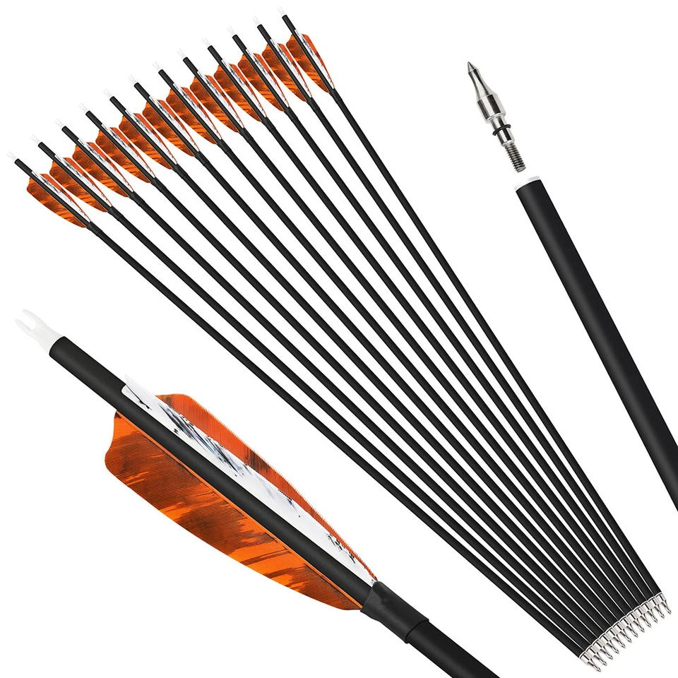 28" 30" 31" Carbon Arrows SP500 Natural Feathers Recurve Compound Bow Hunting - Image 1 of 4