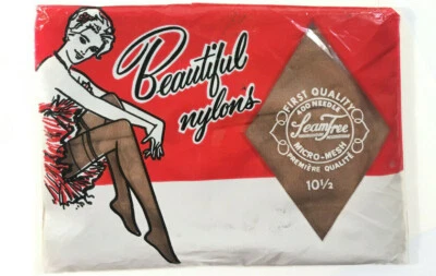 Hermosas medias de nylon hasta el muslo vintage sin costuras, todavía selladas Foto 1 de 4