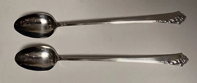 Oneida 大马士革玫瑰纯银冰茶勺 7 1/2 英寸复古银器 2 — 第 1/4 张图片