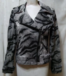 New WHITE HOUSE BLACK MARKET Size 4 Printed Moto Jacket Tiger Gray/Multi - Picture 1 of 5