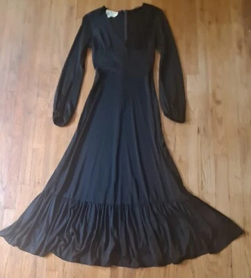 Maxi Vestido Jersey Vintage Años 60 Leonard Joseph Forward Look NY Negro Mate Fiesta/Gala 9 Foto 1 de 4