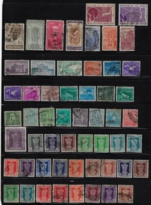 India: Small lot of 60 different stamps used, some values interesting.EBIN05 - Image 1 of 2