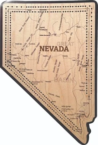 Nevada State Shape Road Map Cribbage Board - Picture 1 of 1
