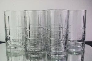 Vintage Anchor Hocking Squares "Tartan" 6 Iced Tea Glass Tumblers MCM - Picture 1 of 3