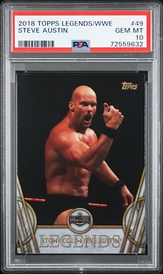 2018 Topps Legends Of WWE #49 Stone Cold Steve Austin – PSA GEM MT 10 ~ POP 1 ~ - Image 1 of 2