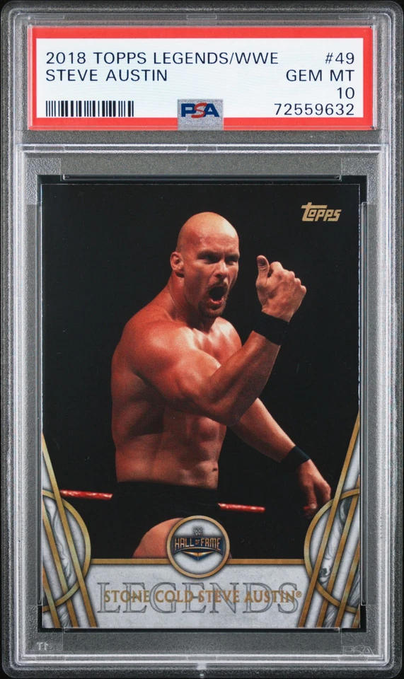 2018 Topps Legends Of WWE #49 Stone Cold Steve Austin – PSA GEM MT 10 ~ POP 1 ~ - Image 1 of 2