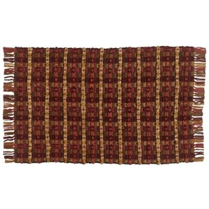 Kennebec Rag RUG RECTANGLE 3'x5' Rustic Natural Burgundy Gold Brown Chindi Park - Picture 1 of 2