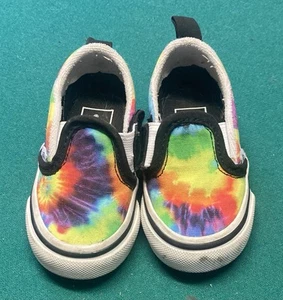 Vans Slip On Toddler Shoes Size 4 Multicolored Tie Dye Design Great Condition! - Picture 1 of 5