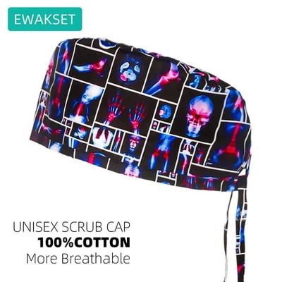 New Style Scrub Cap Sweatband Cotton Clinic Hospital Surgical Hats Barin Printed - Image 1 of 4