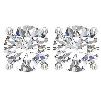 VS F 2.00 Carat Lab Grown Solitaire Diamond Stud Earring 14K White Gold 6.50MM - Image 1 of 4