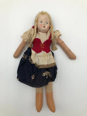 Muñeca de tela polaca vintage cara de composición pintada - Hecha en Polonia 12" Foto 1 de 4