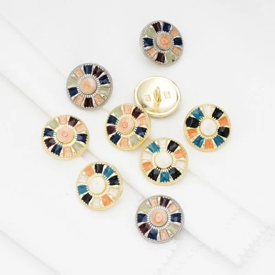 5Pcs Round Enamel Metal Buttons, for Sewing, DIY Clothing Cardigan Jacket Craft - Image 1 of 4