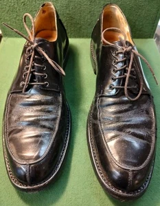 Salvatore Ferragamo Men's Dress Shoe Super Prime Black Leather Lace Up Moc 7D - Picture 1 of 11