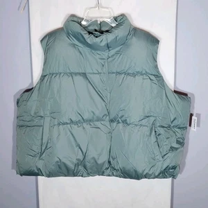 New Old Navy Men's Puffer Vest Plus Sz 4X Green Lightweight Full Zip Outerwear - Picture 1 of 7