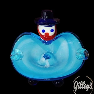 Art Glass Paperweight Ashtray Bowl Dish Circus Clown Murano Style Collectible - Picture 1 of 6
