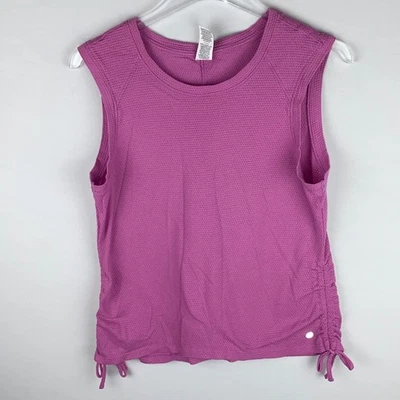 RBX Activewear Athletic Top Womens Sleeveless Pink Raised Print Adjustable Sides - Image 1 of 4