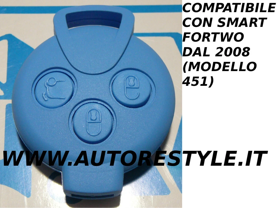 COVER E TASTI AZZURRO PER CHIAVE TELECOMANDO SMART MHD FORTWO 451 3 TASTI BRABUS - Immagine 1 di 1