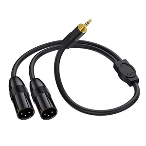 3.5mm TRS Stereo Male to XLR Male Interconnect Audio Microphone Y Splitter Cable - Picture 1 of 8