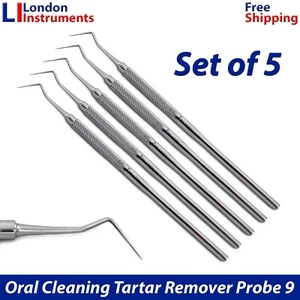 Dentist Probe No 9 Diagnostic Periodontal Hygienist Scaler Tooth Examine Tool X5 - Picture 1 of 6