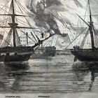 1861 CIVIL WAR newspaper US NAVY YARD @ NORFOLK BURNED w USS MERRIMACK Poster