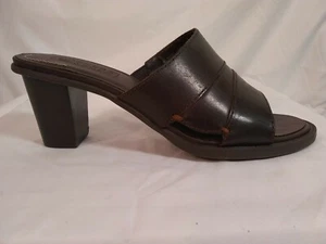 Women's DOCKERS 3994 BUBBLING Brown Leather Slip-on Sandals Heels Sz-6.5 M f288 - Picture 1 of 9