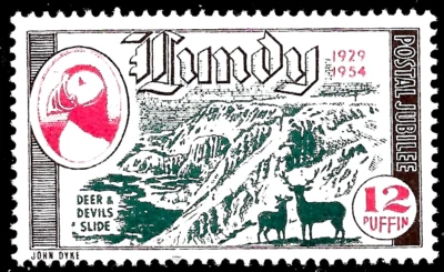 Lundy 1954 Silver Jubilee of Lundy Post 12P. DEER & DEVIL'S SLIDE MLHOG EN MUY BUEN ESTADO Foto 1 de 2