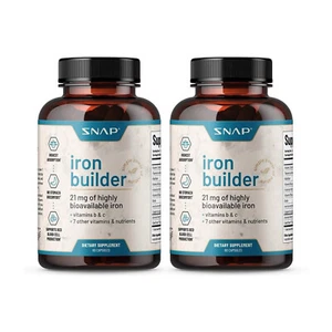 Iron Builder Natural 21mg Absorbs Quick Increase Energy Snap Supplements - 2pk - Picture 1 of 6
