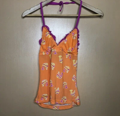 Speedo Junior Girl's Size 14 Swim Tankini Halter Spaghetti Strap Orange Pink  - Image 1 of 4