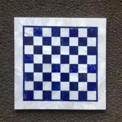 Mesa de mármol ajedrez blanco 2' niños niños incrustación lapislázuli malaquita decoración c104 Foto 1 de 4