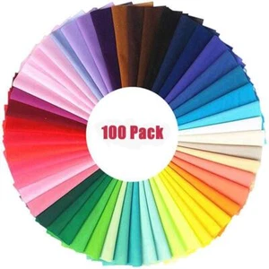 100 Pieces Cotton Fabric Multi-Colors Patchwork 4"x4" Assorted 50 Colors - Picture 1 of 7