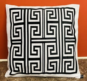 Multi Greek Keys/Border/Pattern Geometric White & Black Decorative Pillow Throw - Picture 1 of 3