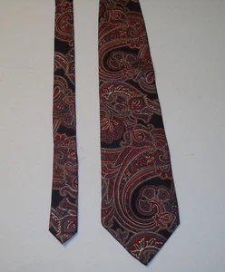 Corbata Christian Dior para Hombre 100 % Seda Hecha en EE. UU. Negro Acentos Rojo Cachemira - Imagen 1 de 4