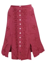 Gypsy Pink Skirt Button Front Pink Ethnic Embroidered Rayon Skirts S/M
