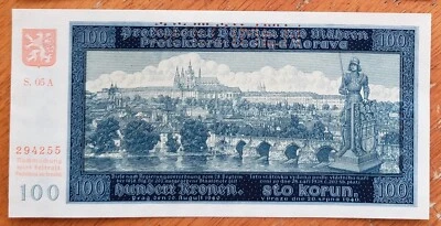1940 Czechoslovakia Specimen 100 Korun - Image 1 of 4