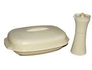 Vtg Almond Tupperware Microwave Steamer/4pc Serving Bowl + Cruet, 1273-5, 1246 - Picture 1 of 7