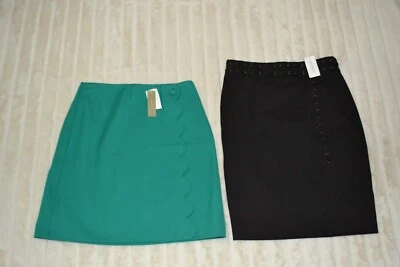 Banana Republic/J. LOTE de 2 faldas de vestir Crew verde esmeralda/negro nuevas con etiquetas, 4 Foto 1 de 4