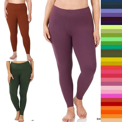 S-XL Plus 1X-3X Brushed Microfiber Full Length Soft Leggings Yoga Lounge Pants - Image 1 of 2