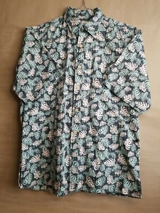 COOKE STREET HONOLULU ALOHA HAWAIIAN BLACK BLUE PALM BUTTON DOWN SHIRT SizeSmall - Picture 1 of 5