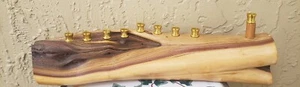 Portacandele Hanukkah Menorah in legno unico. Giudaica Israele - Foto 1 di 5
