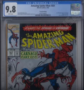PRIMO: Amazing SPIDER-MAN #361 PIÙ RARO 2° stampa 1° CARNAGE 1992 NM/MT 9,8 CGC - Foto 1 di 3