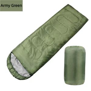 Green Winter Adult Outdoor Camping Travel Thickened With Hat Cotton Sleeping Bag - Picture 1 of 16