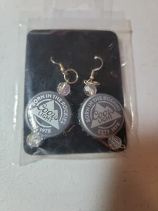 NEW coors light Handmade Bottlecap Earrings - FREE SHIPPING - Picture 1 of 3