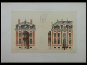 CHATEAU DE BEAUMONT LE ROGER, PAVILLON - 1885 - GRANDE LITHOGRAPHIE, HUGUELIN