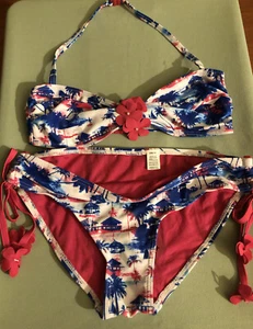 Girls Swimwear Floral Multicolor Size 14 2pieces - Picture 1 of 10