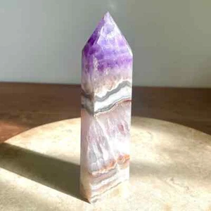 2025 NEW Amethyst Lace Agate Tower Point Healing Crystal Obelisk Home Decor - Picture 1 of 3