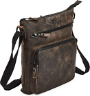 Women's Crossbody Real Leather Triple Zip Bag, Purse, Travel Bag